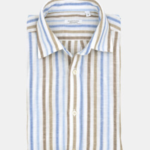 Camisa lino azul marrón HOMEWARD
