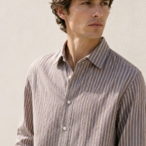 Camisa seersucker marrón HOMEWARD