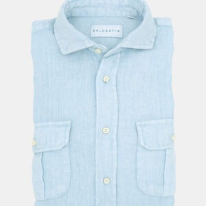 Camisa lino con 2 bolsillos azul claro BELGRAVIA